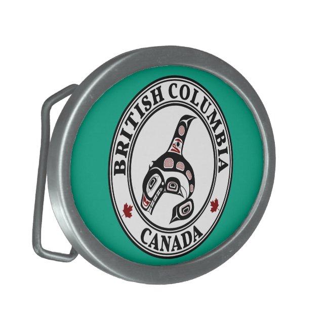 Native American Red Black Haida Orca Killer Whale Belt Buckle (Front Left)