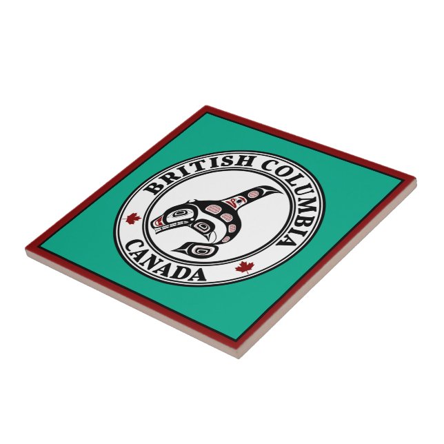 Native American Red Black Haida Orca Killer Whale Ceramic Tile (Side)