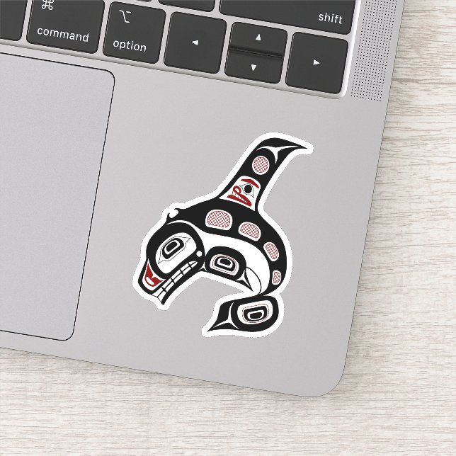 Native American Red Black Haida Orca Killer Whale Sticker (Detail)