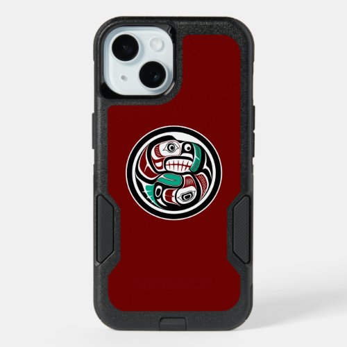 Native American Red Black Haida Otter Salmon Ott iPhone 15 Case