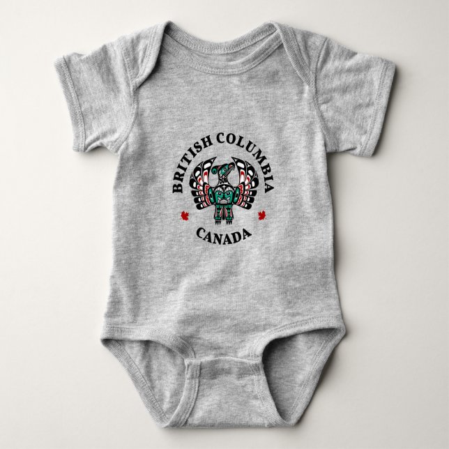 Native American Red Black Haida Thunderbird Baby Bodysuit (Front)