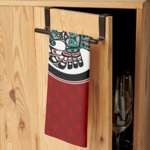 Native American Red Black Haida Thunderbird Kitchen Towel
