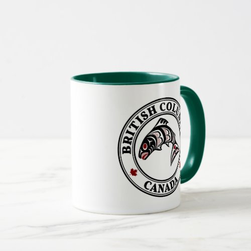 Native American Red Black Haida Vector Salmon Mug