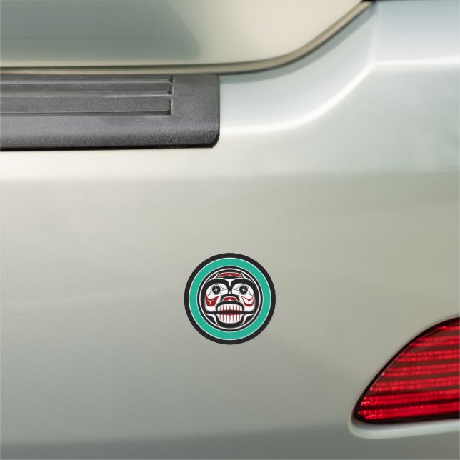 Native American Red Black Haida Weeping Skull Car Magnet (In Situ)