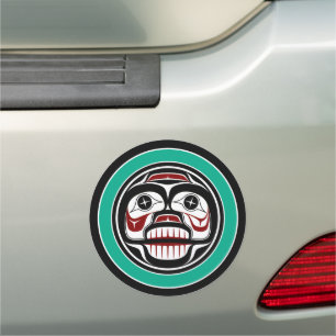 Native American Red Black Haida Weeping Skull Car Magnet
