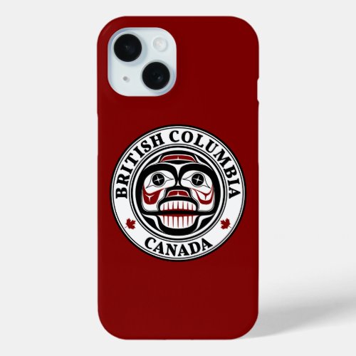 Native American Red Black Haida Weeping skull iPhone 15 Case