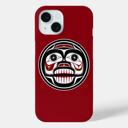Native American Red Black Haida Weeping Skull iPhone 15 Case