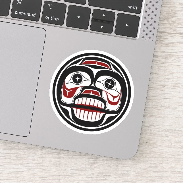 Native American Red Black Haida Weeping skull Sticker (Detail)