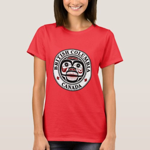 Native American Red Black Haida Weeping skull T_Shirt