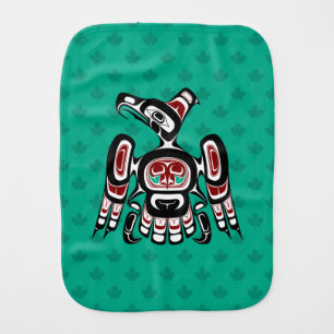 Native American Red Black Kaigani Thunderbird Baby Burp Cloth