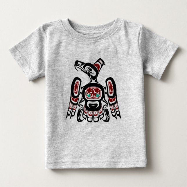 Native American Red Black Kaigani Thunderbird Baby T-Shirt (Front)