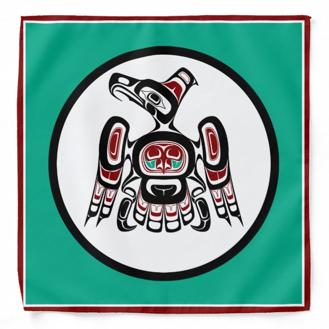 Native American Red Black Kaigani Thunderbird Bandana (Front)