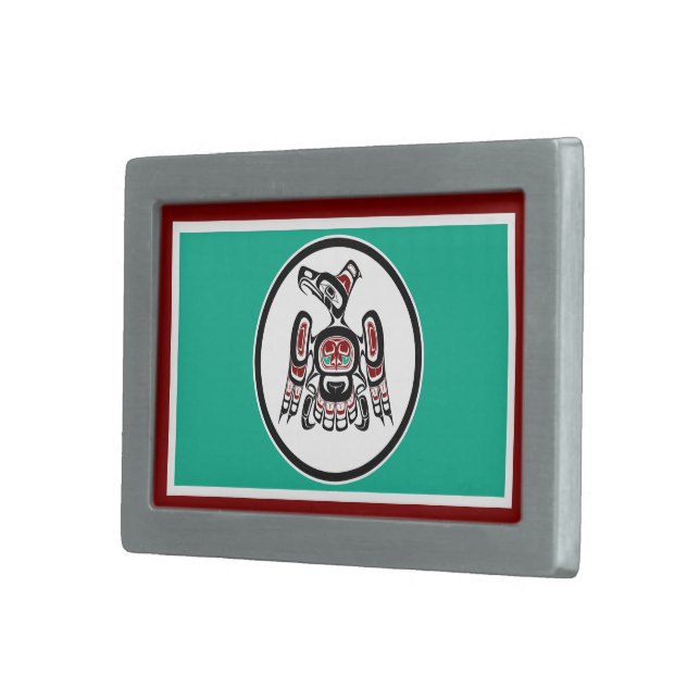 Native American Red Black Kaigani Thunderbird Belt Buckle (Front Right)