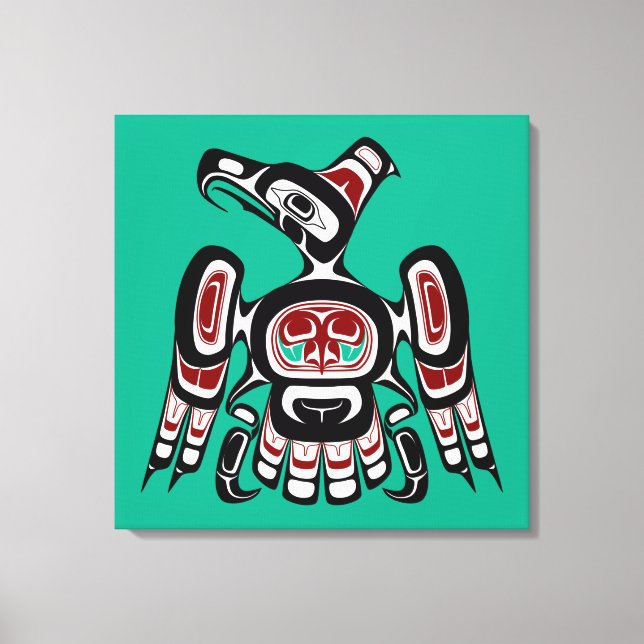 Native American Red Black Kaigani Thunderbird Canvas Print (Front)