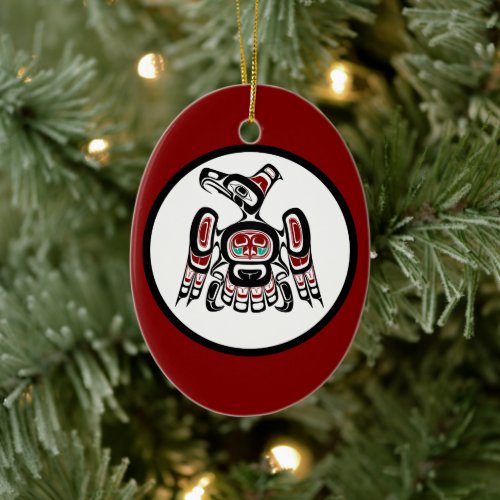 Native American Red Black Kaigani Thunderbird Ceramic Ornament