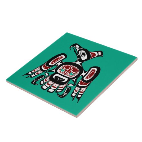 Native American Red Black Kaigani Thunderbird Ceramic Tile