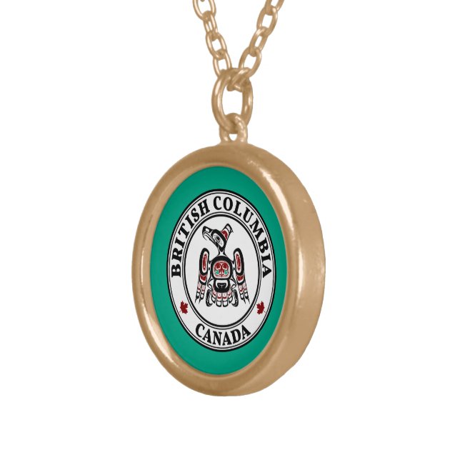 Native American Red Black Kaigani Thunderbird Gold Plated Necklace (Front Right)