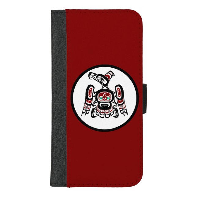 Native American Red Black Kaigani Thunderbird iPhone Wallet Case (Front)