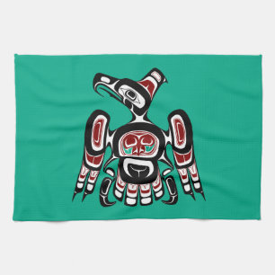 Native American Red Black Kaigani Thunderbird Kitchen Towel