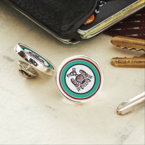 Native American Red Black Kaigani Thunderbird Lapel Pin