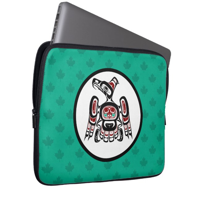 Native American Red Black Kaigani Thunderbird Laptop Sleeve (Front Right)