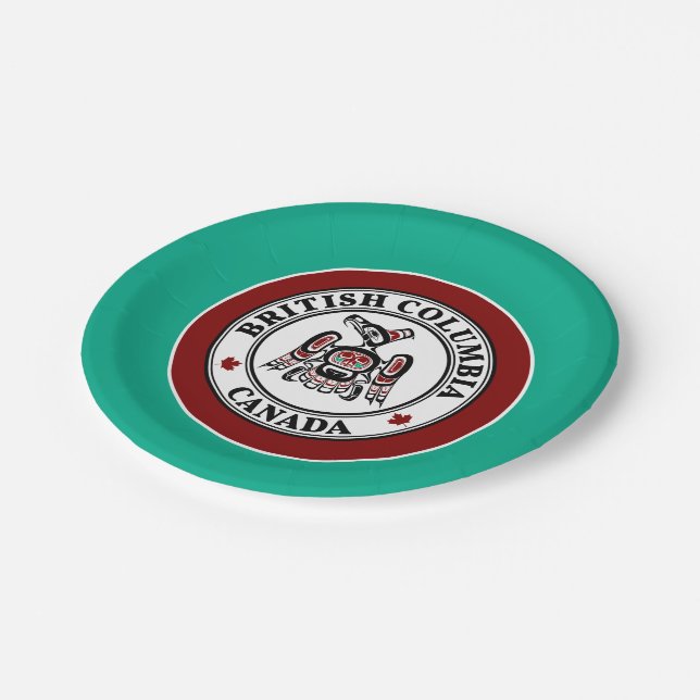 Native American Red Black Kaigani Thunderbird Pape Paper Plates (Angled)