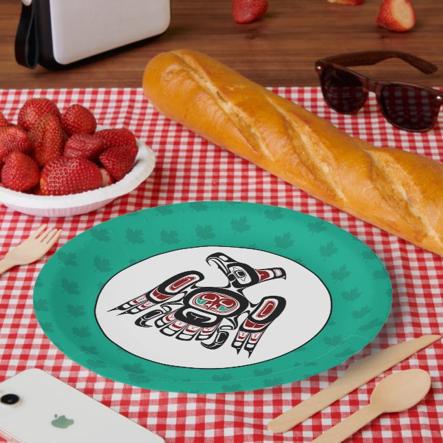 Native American Red Black Kaigani Thunderbird Paper Plates (Picnic)