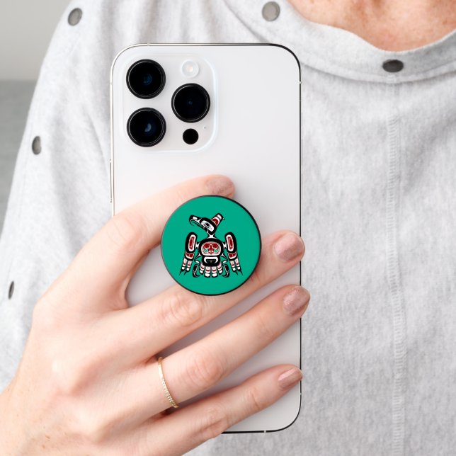 Native American Red Black Kaigani Thunderbird PopSocket (Hand)