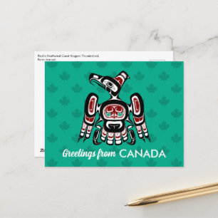 Native American Red Black Kaigani Thunderbird Postcard