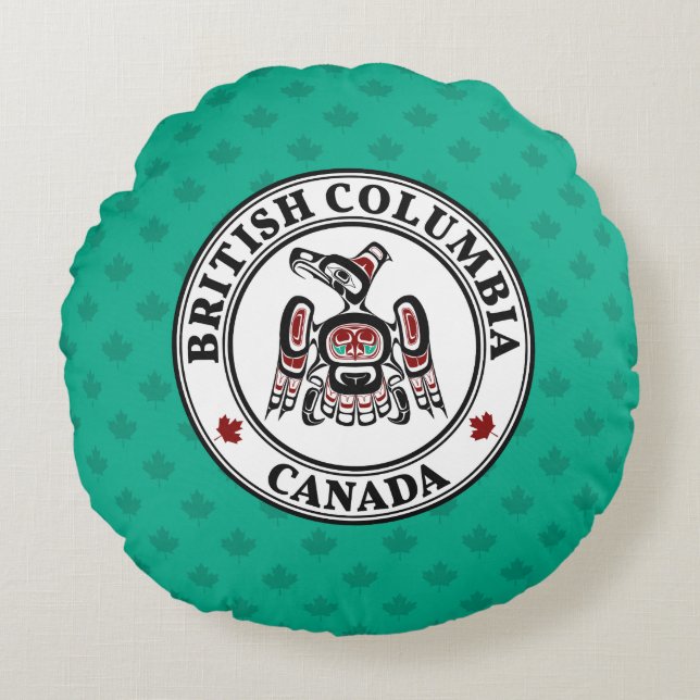 Native American Red Black Kaigani Thunderbird Round Pillow (Front)