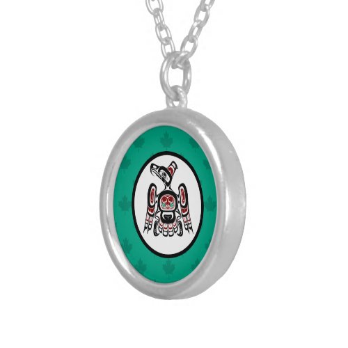 Native American Red Black Kaigani Thunderbird Silver Plated Necklace