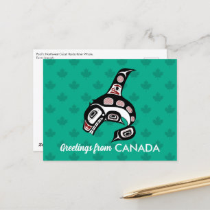 Native American Red Black Vector Art Killer Whale Postcard