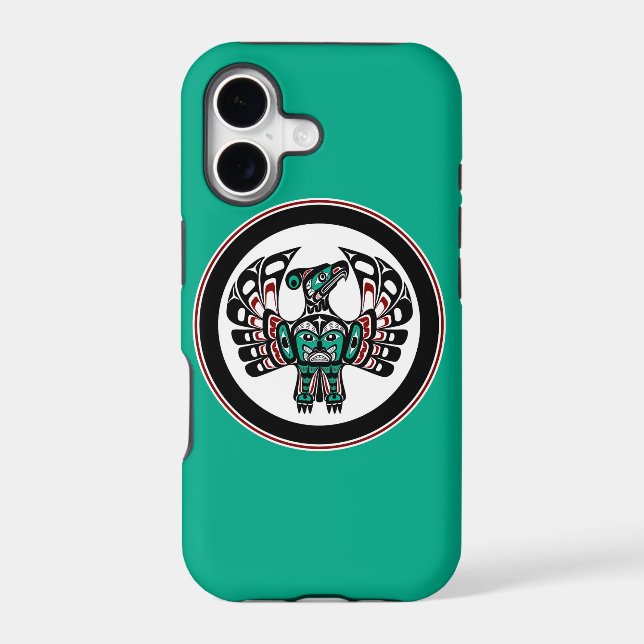 Native American Red Black Vector Art Thunderbird Iphone Case (Back)