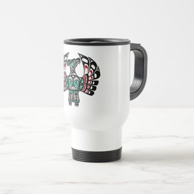 Native American Red Black Vector Art Thunderbird Travel Mug (Front Right)