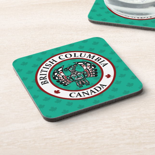 Native American Red Black White Art Thunderbird Beverage Coaster (Left Side)