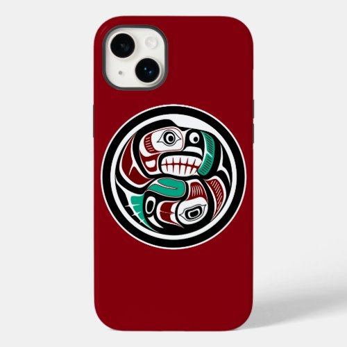 Native American Red Black White Haida Otter Salmon Case_Mate iPhone 14 Plus Case
