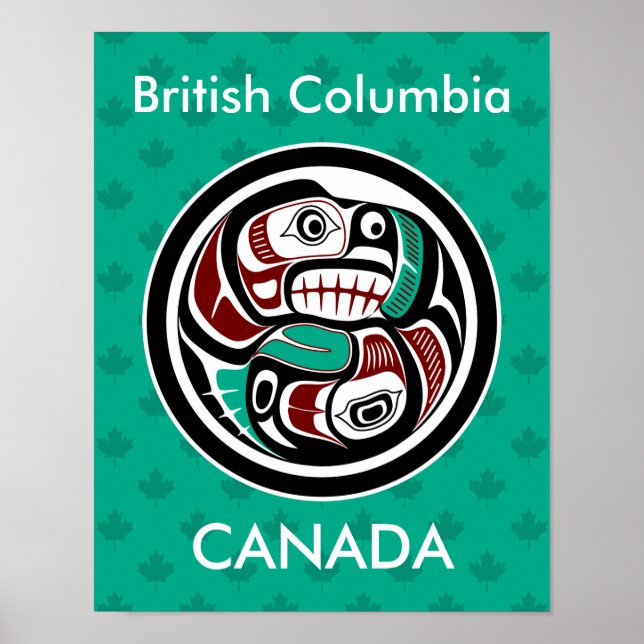 Native American Red Black White Haida Otter Salmon Poster (Front)