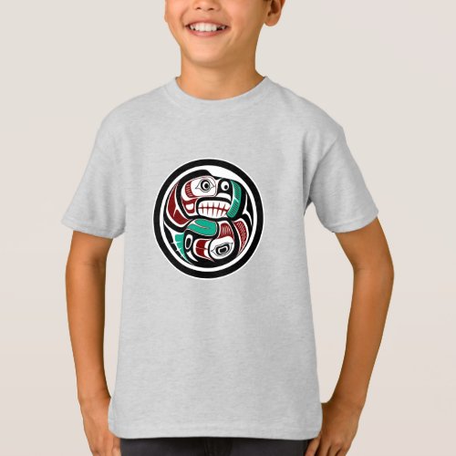 Native American Red Black White Haida Otter Salmon T_Shirt