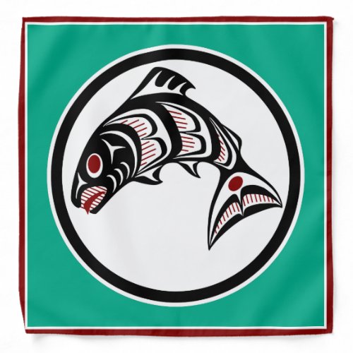 Native American Red Black White Haida Salmon Bandana