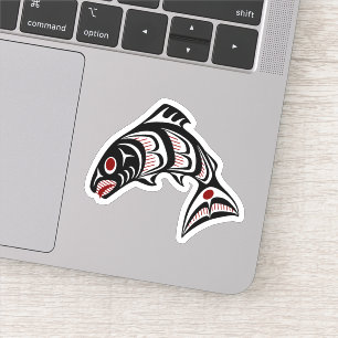 Native American Red Black White Haida Salmon Sticker