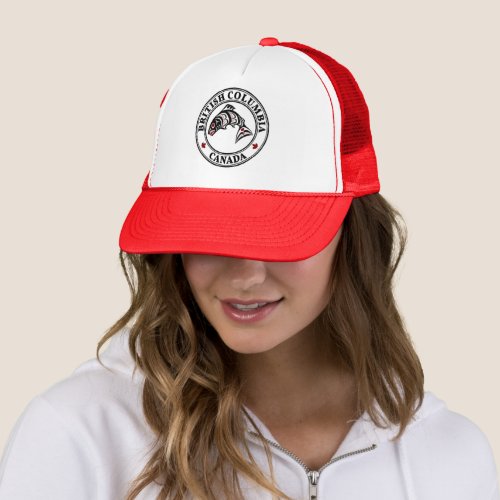Native American Red Black White Haida Salmon Trucker Hat