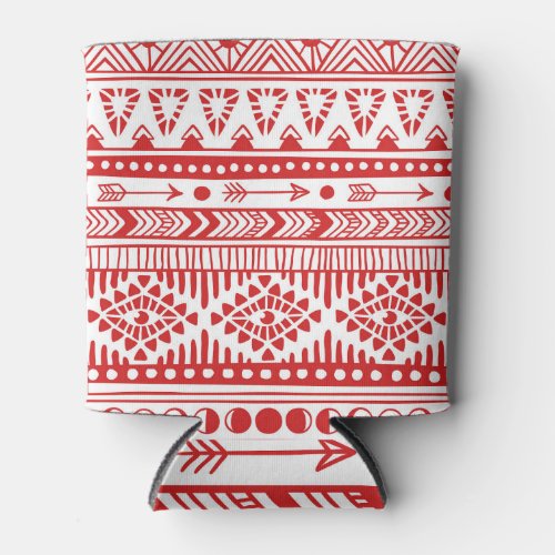 Native American Red Ink Doodle Can Cooler