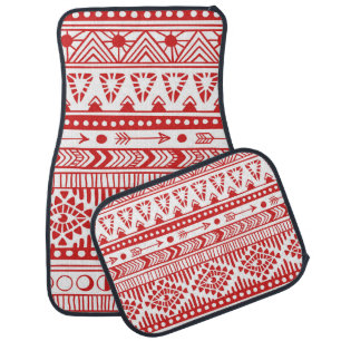 Native American: Red Ink Doodle. Car Floor Mat