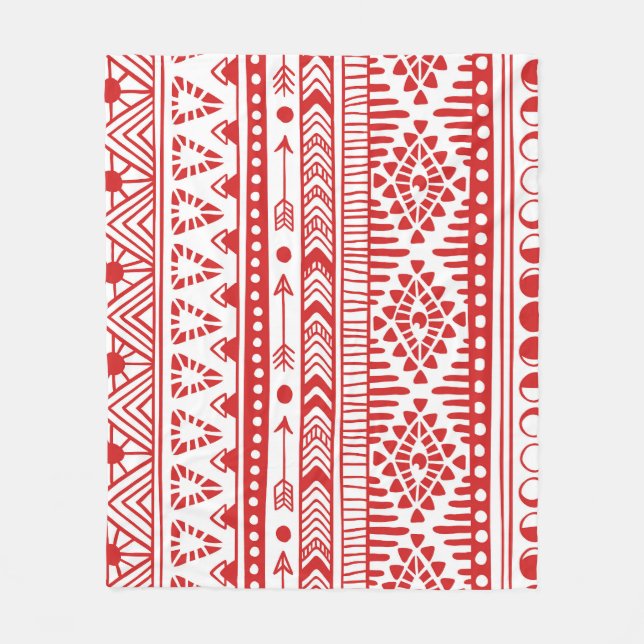 Native American: Red Ink Doodle. Fleece Blanket (Front)