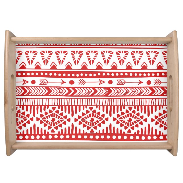 Native American: Red Ink Doodle. Serving Tray (Front)