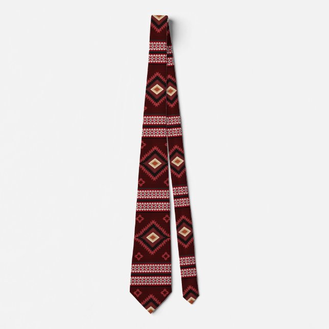 Native American Red Pattern Indian Tribal Geometry Neck Tie (Front)