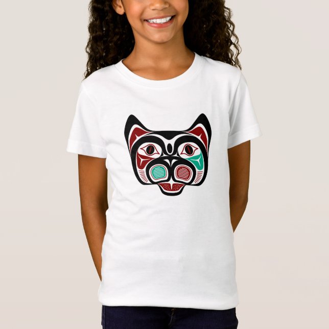 Native American Red White Black Haida Kitty T-Shirt (Front)