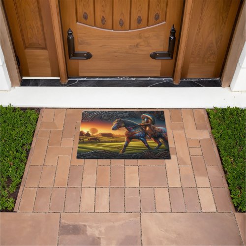 Native American Rider Doormat