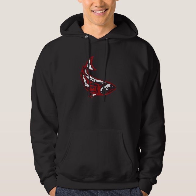 Native American Salmon Fish Totem Tribal Pacific C Hoodie (Front)