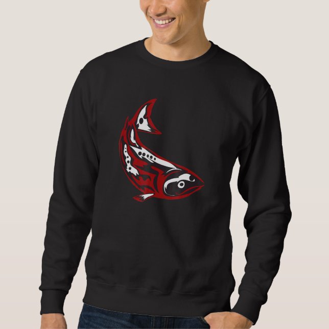 Native American Salmon Fish Totem Tribal Pacific C Sweatshirt (Front)